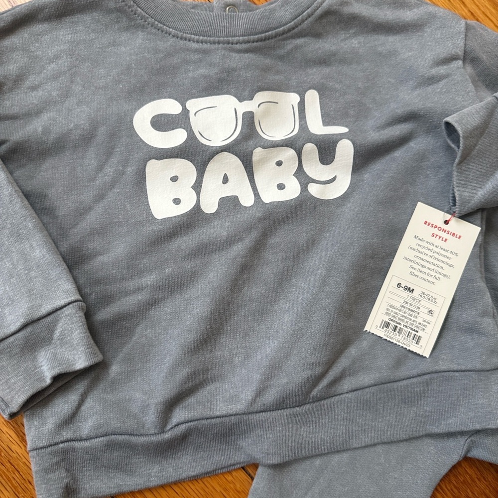 NWT Cat & Jack Cool Baby L/S sweater & pant set size 6-9 months - Picture 3 of 3